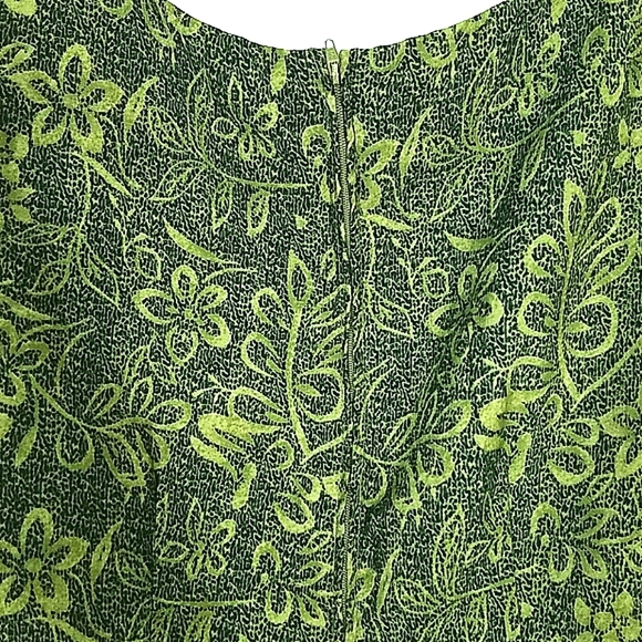 Sundress Maxi Sheath floral Leaf print zippered red trim Forest Fairycore Grunge - Picture 6 of 8